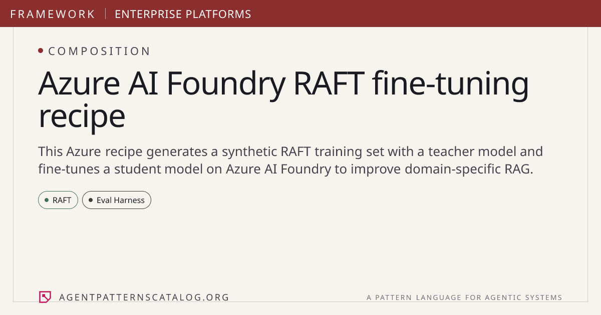 Azure AI Foundry RAFT fine-tuning recipe — Agent Patterns Catalog