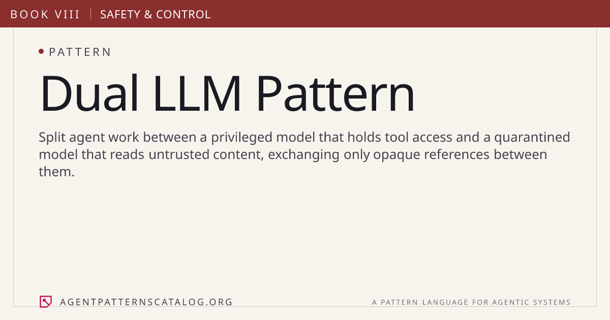 Dual LLM Pattern — Agent Patterns Catalog