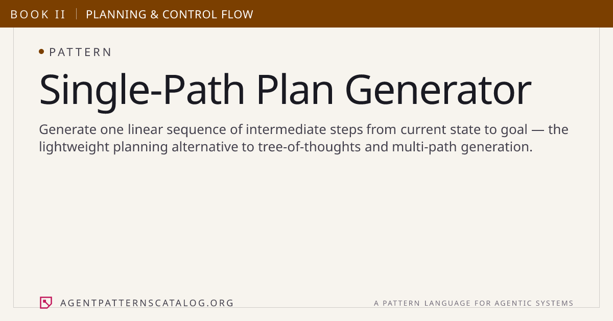 Single-Path Plan Generator — Agent Patterns Catalog
