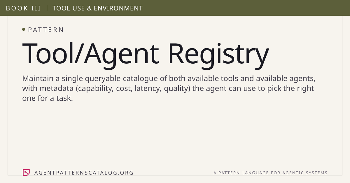 Tool/Agent Registry — Agent Patterns Catalog