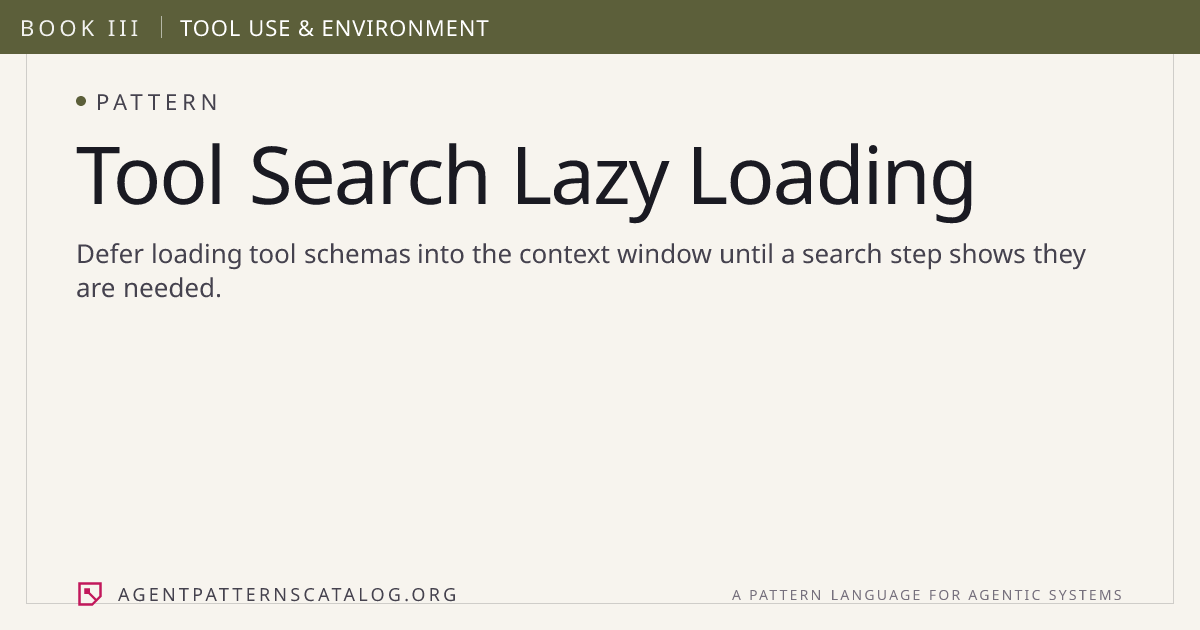 Tool Search Lazy Loading — Agent Patterns Catalog