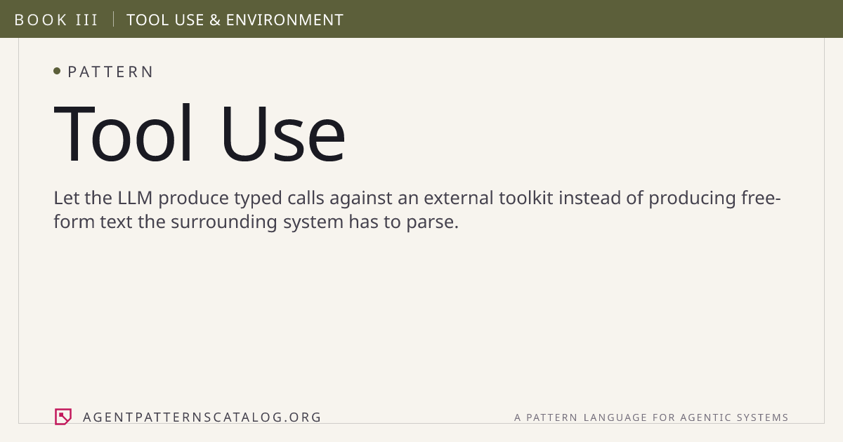 Tool Use — Agent Patterns Catalog